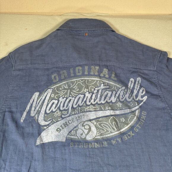 Jimmy Buffet Mens Margaritaville Hawaiian Shirt Mens M Blue Woven Hawai New - Picture 3 of 9